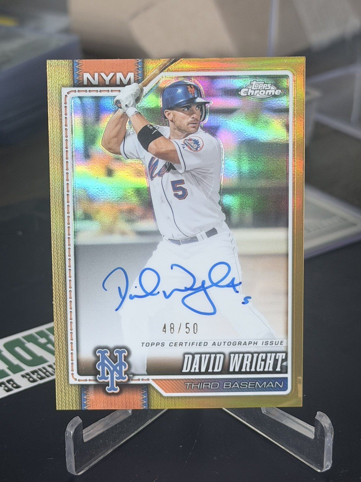 2026 Topps Chrome David Wright Legends Auto /50 Gold Refractor CLA-DW Mets 