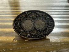 1937 Indian Head Buffalo Nickel Belt Buckle 2.5" preowned Unique