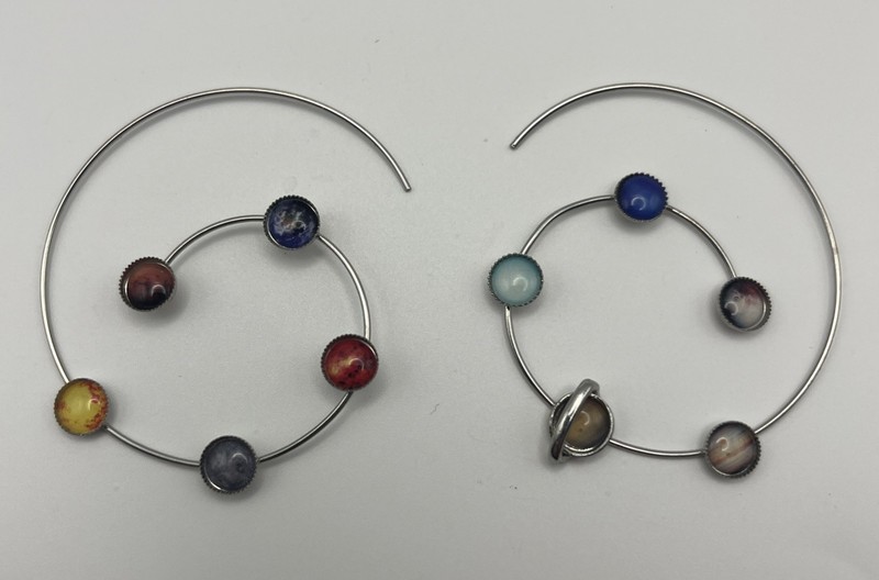 Solar System Colorful Hoop  Earrings Galaxy Astronomy Planets Outer Space