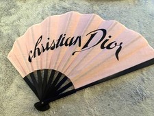 Christian Dior Logo Folding Fan Japanese Hand Paper Pink Sensu Novelty Japan jp