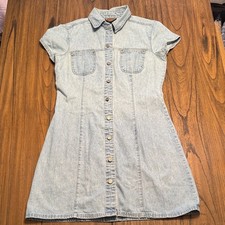 Vintage Blue Denim Button-Up Mini Dress