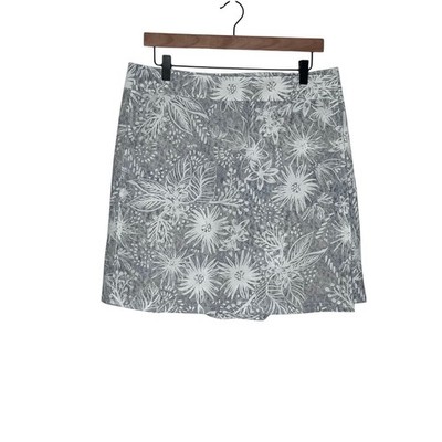 RipSkirt Hawaii Gray White Floral Wrap Skirt Womens Large Tropical Stretch