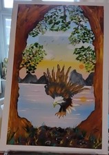 Beautiful Oil Painting Of An Eagle at sunset On Canvas