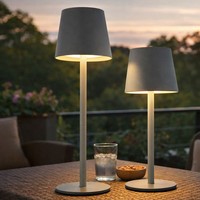 Tischlampe AußEnleuchte Flaschenaufsatz Touchdimmer Akkulampe Grau Led H 36Cm 2X