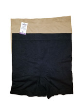 Gloria Vanderbilt Women's Seamless Slip Short, 2 Pack Black Nude size 1X