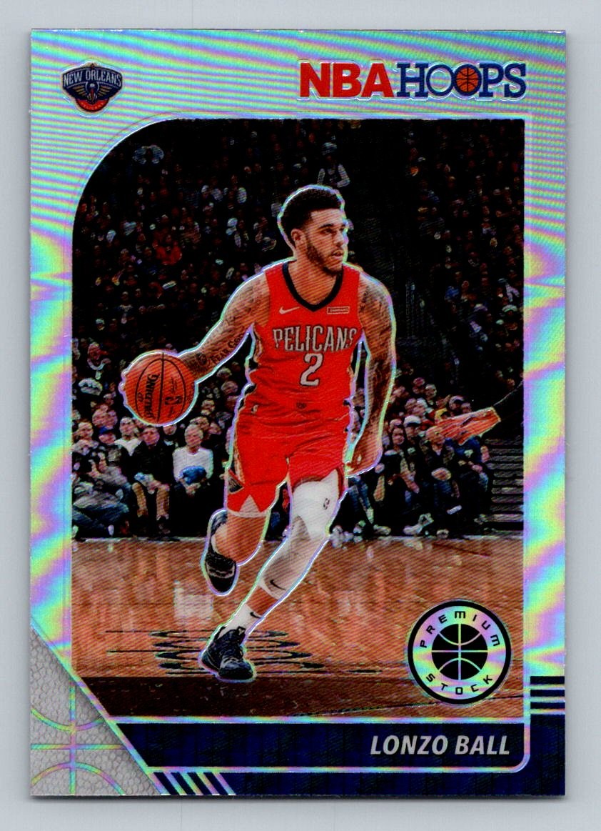 2019-20 Hoops Premium Stock 116 Lonzo Ball New Orleans Pelicans Prizms Silver