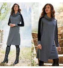 Soft Surroundings Moderne Cowl Herringbone Dress Petite Small Herringbone