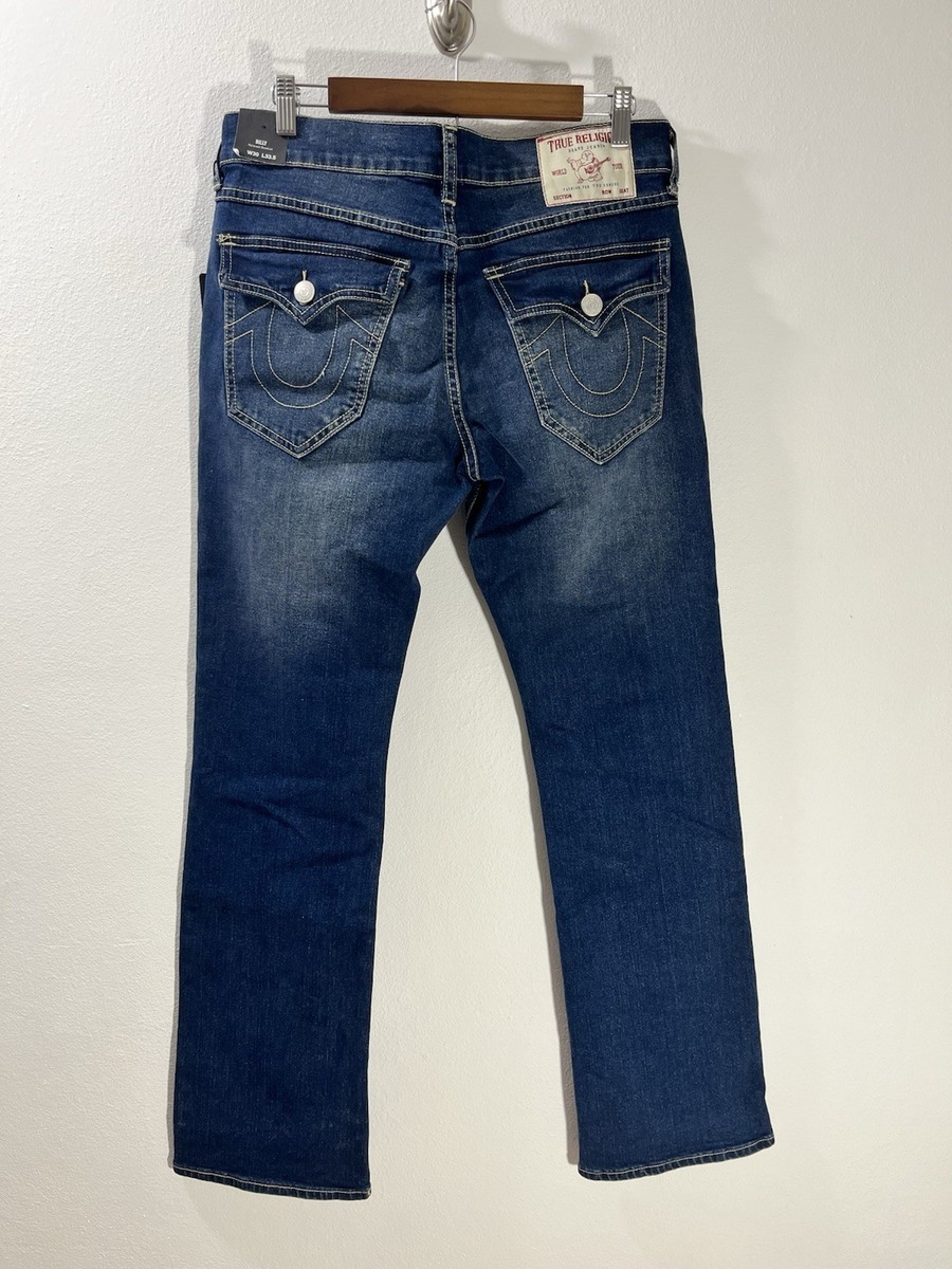 True Religion Jeans Men's Billy Relaxed Bootcut SN Flap Blue Denim