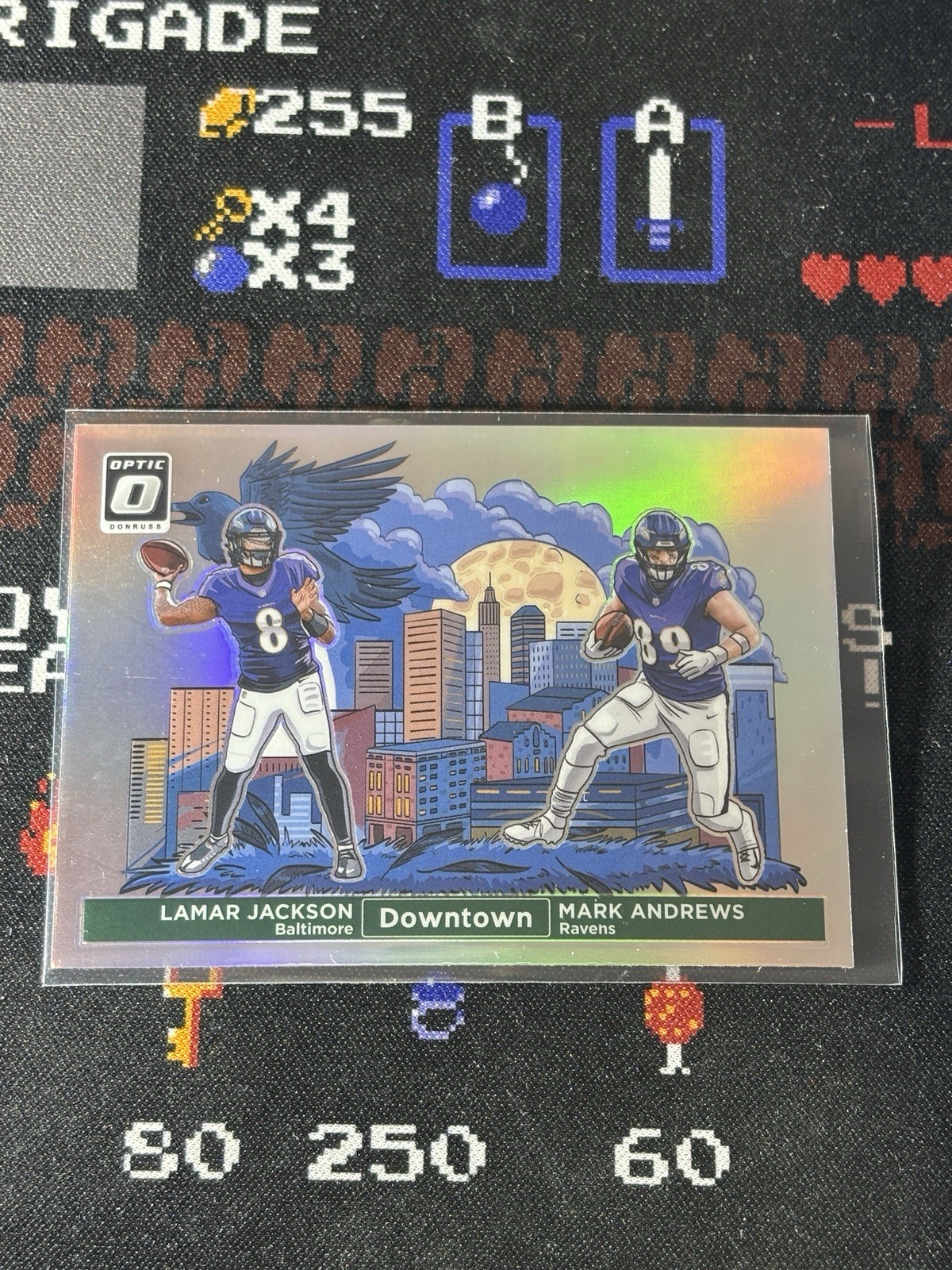 2024 Donruss Optic Lamar Jackson and Mark Andrews DUAL DOWNTOWN DUO SSP Ravens