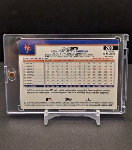 2025 Topps cromo Juan Soto #200 refractor New York Mets - Imagen 2 de 7