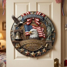 Patriotic Eagle Metal Sign - In God We Trust Wall Art - Christian American Flag