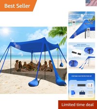 Beach Tent Sun Shelter 10x10FT Beach Shade Canopy with 8 Sandbags