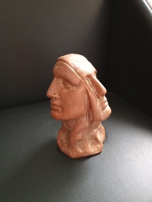 Rare Glazed Terracotta Multiple Heads Sculpture 