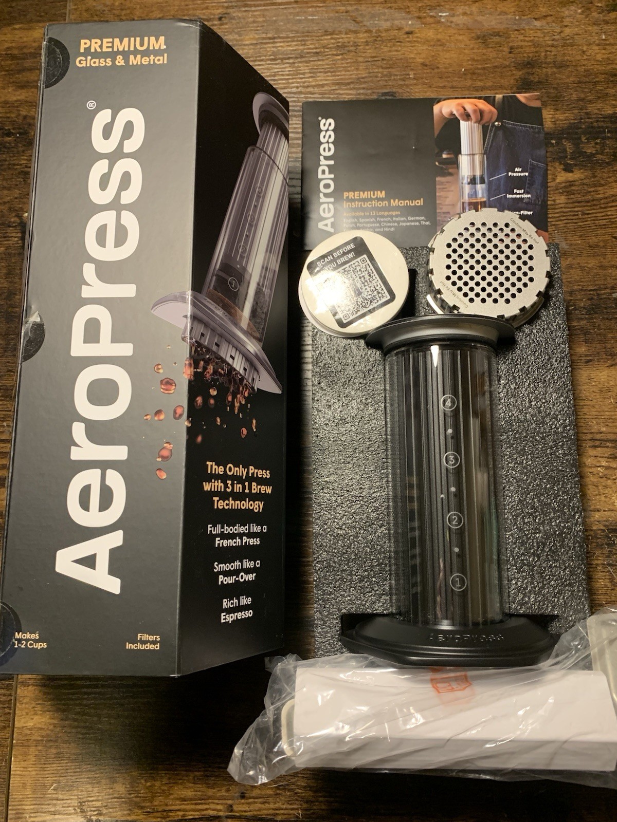Premium Glass & Metal Coffee Expresso Press Black