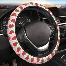Floral Pink Strawberry Steering Wheel Cover - Universal Soft Elastic Protector F Floral Pink Strawberry Steering Wheel Cover - Universal Soft Elastic Protector F