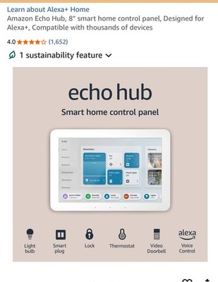Amazon Echo Hub 8'' Smart Home Control Panel with Alexa White Model G6A87E NEW