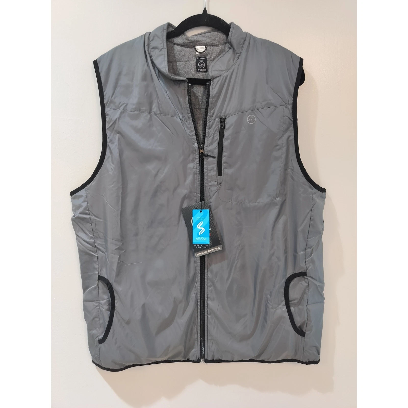 Wrangler ATG Reversible Vest Gray Water Resistant Insulated Men’s LT