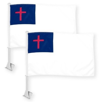 2 Pack: Christian Car Flag 12X18In Double Sided Printed 100D Polyester NYLON