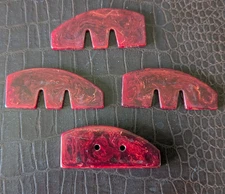 4 VINTAGE MAH JONG MAJONG CATALIN BAKELITE STOPPERS FANCY RED MARBLE COLOR