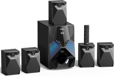1000W Surround System 5 Wired Satellite Audio Speakers 8 Inch Subwoofer 5.1/2.1