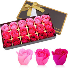 Floral Scented Rose Soap Flower Petals Gift Set Pink Decorative Bath 18 Pcs