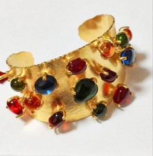 Gucci Interlocking G Colored Stones Wide Bangle Bracelet in Rare
