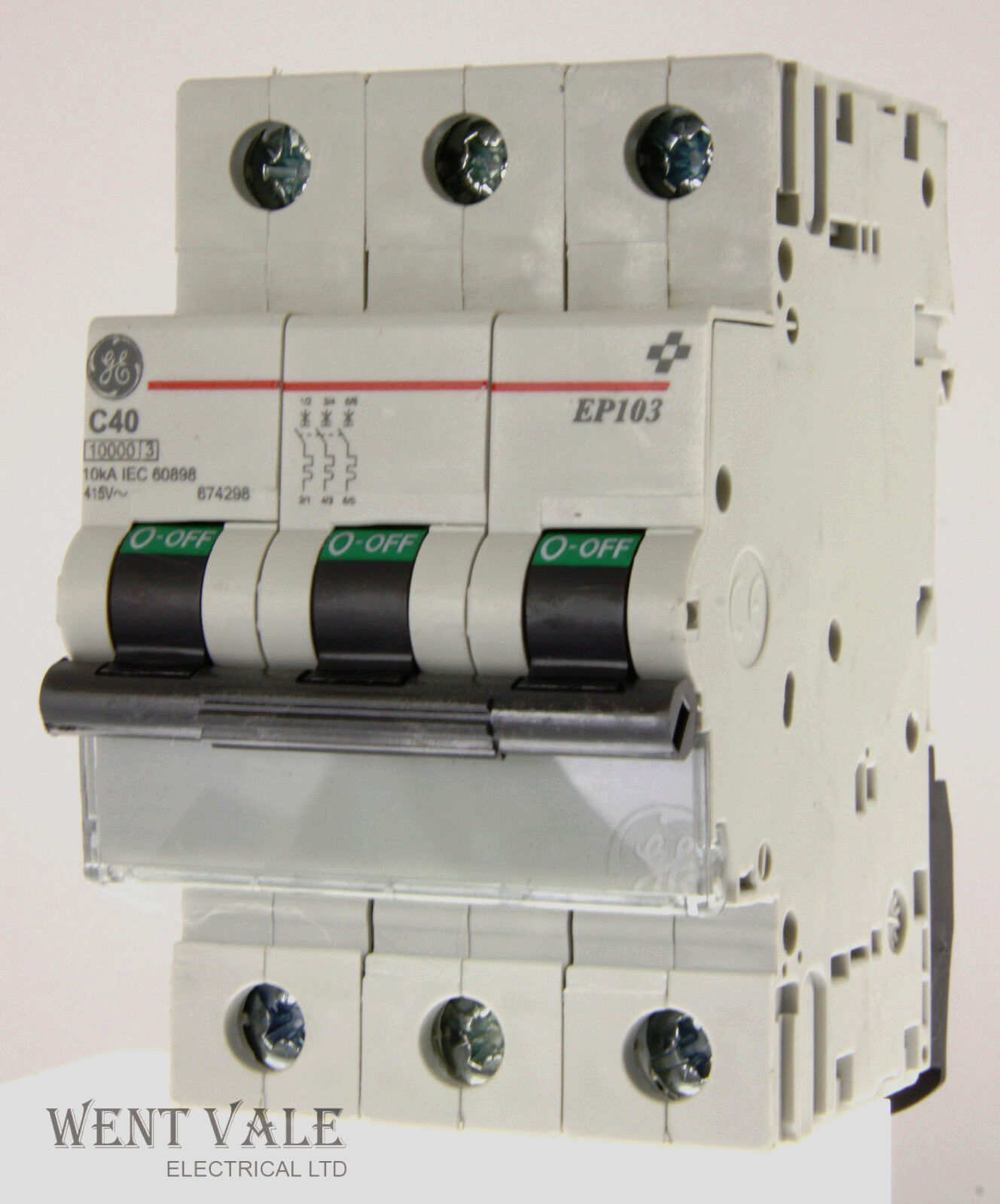 GE Elfa Plus - EP103C40-674298 - 40a Type C Triple Pole MCB Used