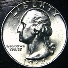 1964 Washington Quarter 25c US Coin 90% Silver Philadelphia Mint BU
