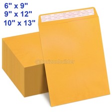 100 Pack 6"x9" 9"x12" 10"x13" Kraft Catalog Mailing Envelopes Mailers Self Seal