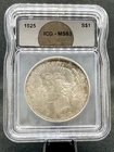 1925 90% Silver Peace Dollar ICG MS63 Graded!