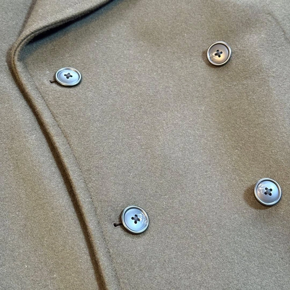 Uniqlo +J Jil Sander Oversized Wool Blend Pea Coat Olive XL Used JAPAN - Image 2 of 4