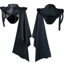 Medieval Shawl Men's shoulder Cape Black Half Cape for Halloween Fancy Dress