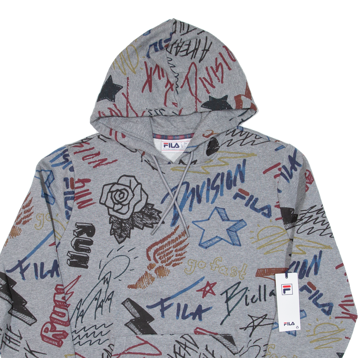 Felpa con cappuccio FILA Crazy Print uomo grigia L