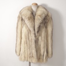  Real Blue Fox Fur Luxury Coat Soft Fluffy Cream Vintage S