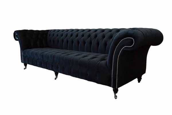 Sofa 4 Sitzer Chesterfield Polster Wohnzimmer Design Luxus Holz Neu-image