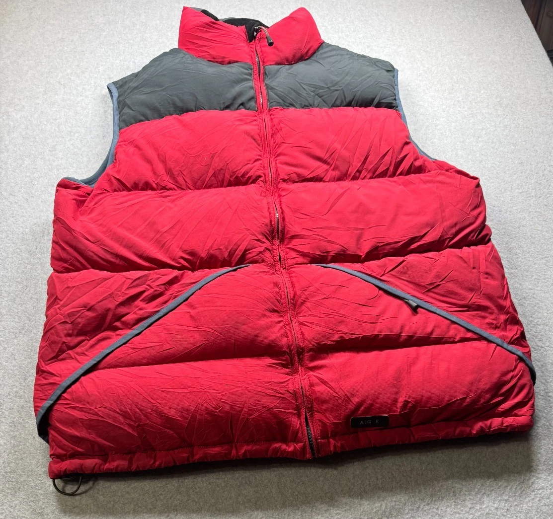 Aigle Mens Puffer Vest XXL Red/Blk 50% Down 50% Feather