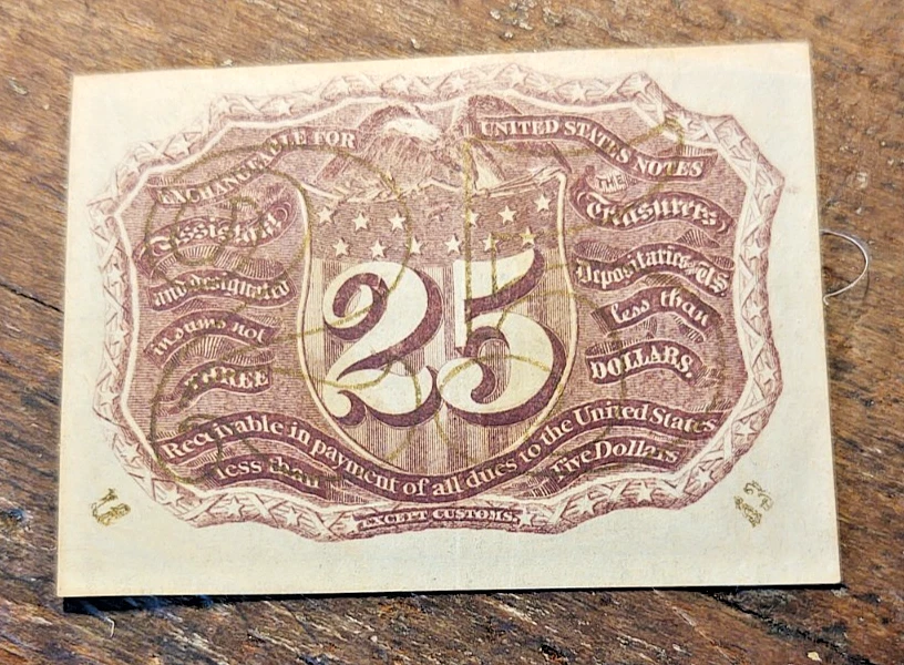 Civil War 25 Cents Second Issue Fractional Currency 18-63 Back About UNC Gem - Image 2 of 2
