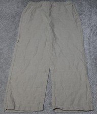 Eileen Fisher Linen Pants Women's Small Beige Wide Leg Cropped Casual