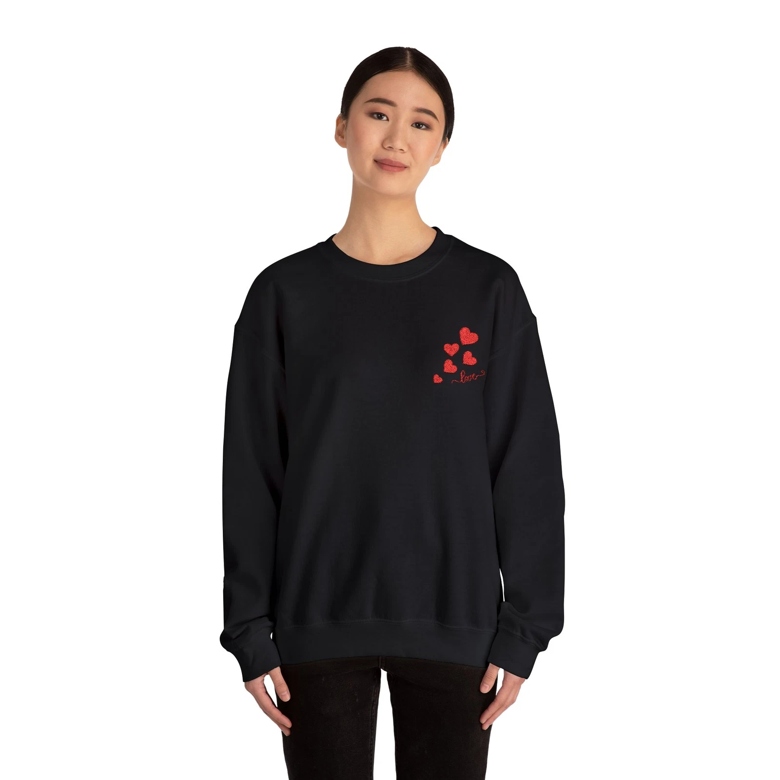 Embroidered Hearts & Love Sweatshirt, Valentine's Day Gift
