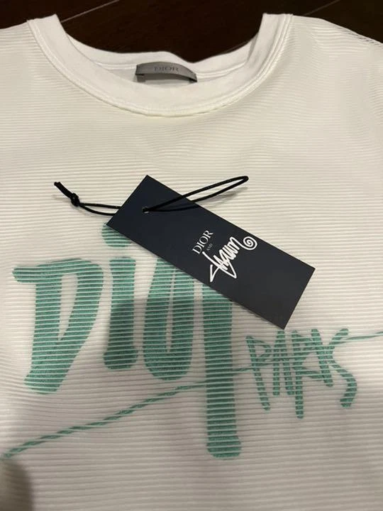 DIOR × Shawn Stussy Mesh Layered Logo T-Shirt Tops Men S White 2020SS From  Japan