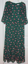 Womens size 6 Loft, special occasion, long, green/flowered soft sheer dress