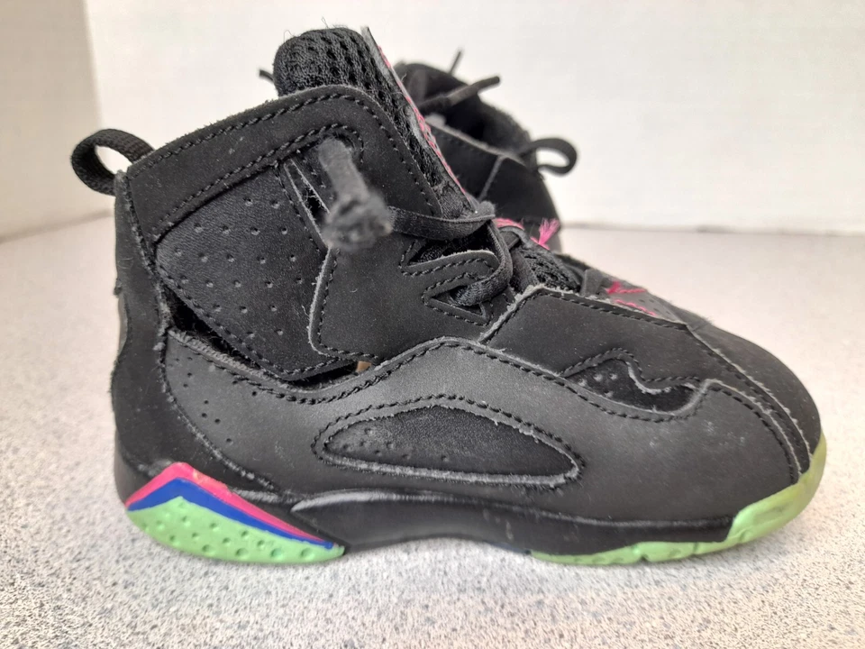 Nike Air Jordan 7 True Flight Negro TD Talla 8C 343797-039 Zapatos Tenis Niños Foto 4 de 4