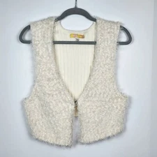 Urban Outfitters Cream Fuzzy Sweater Vest Size Large