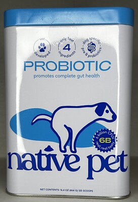  Native Pet Probiotic Powder for Dogs 16.4 oz/120 Scoops Total NEW SEALED!!