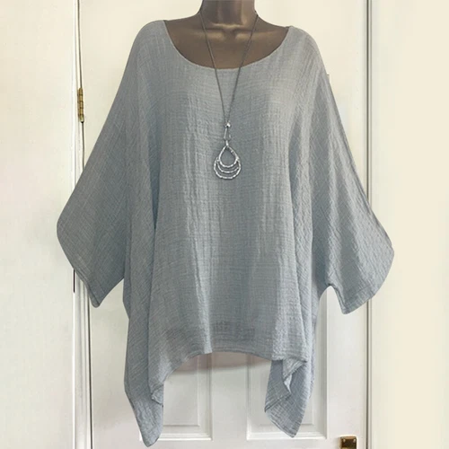 Übergröße Damen Sommer halbärmelig lockere Bluse Damen lässig Fledermaus Flügel TShirt Top - Bild 5 von 44