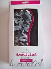 The Beauty List Sleep Mask Shades Twin Pack Black Satiny Soft Camouflage NIB