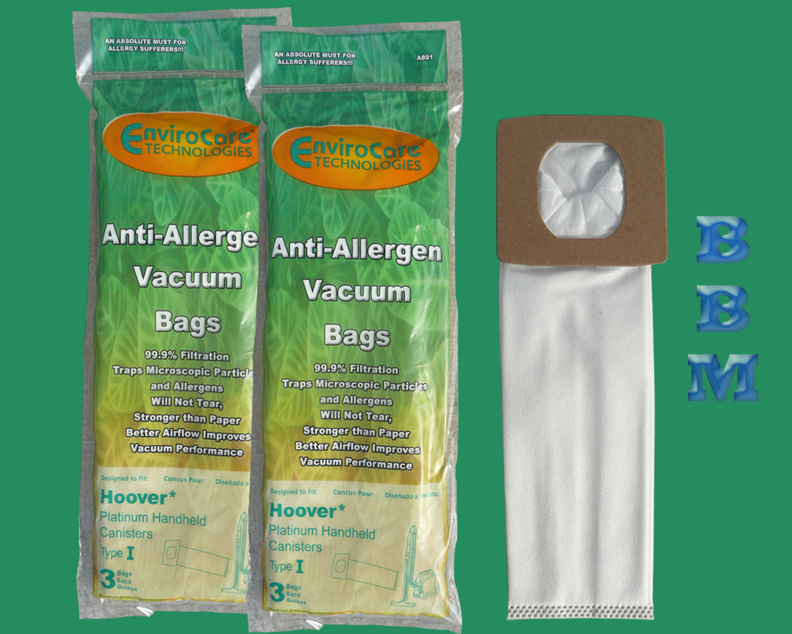 6 Type I Hoover HEPA Allergen Bags AH10005 Platinum Canister Vacuum