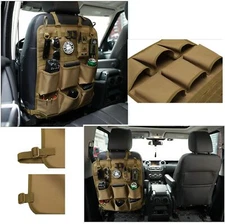 Car Seat Back Organizer 6 Cup Pockets Tactical MOLLE Panel Camping Accessories