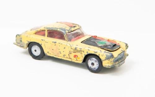 Vintage Original Corgi Toys 218 Aston Martin DB4  - Yellow - Spun Hubs Model Car