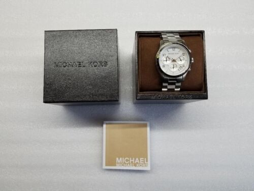 MICHAEL KORS RUNWAY CHRONOGRAPH DATE ST. STEEL WOMEN'S WATCH MK5076 PRE-OWNED - Picture 1 of 11